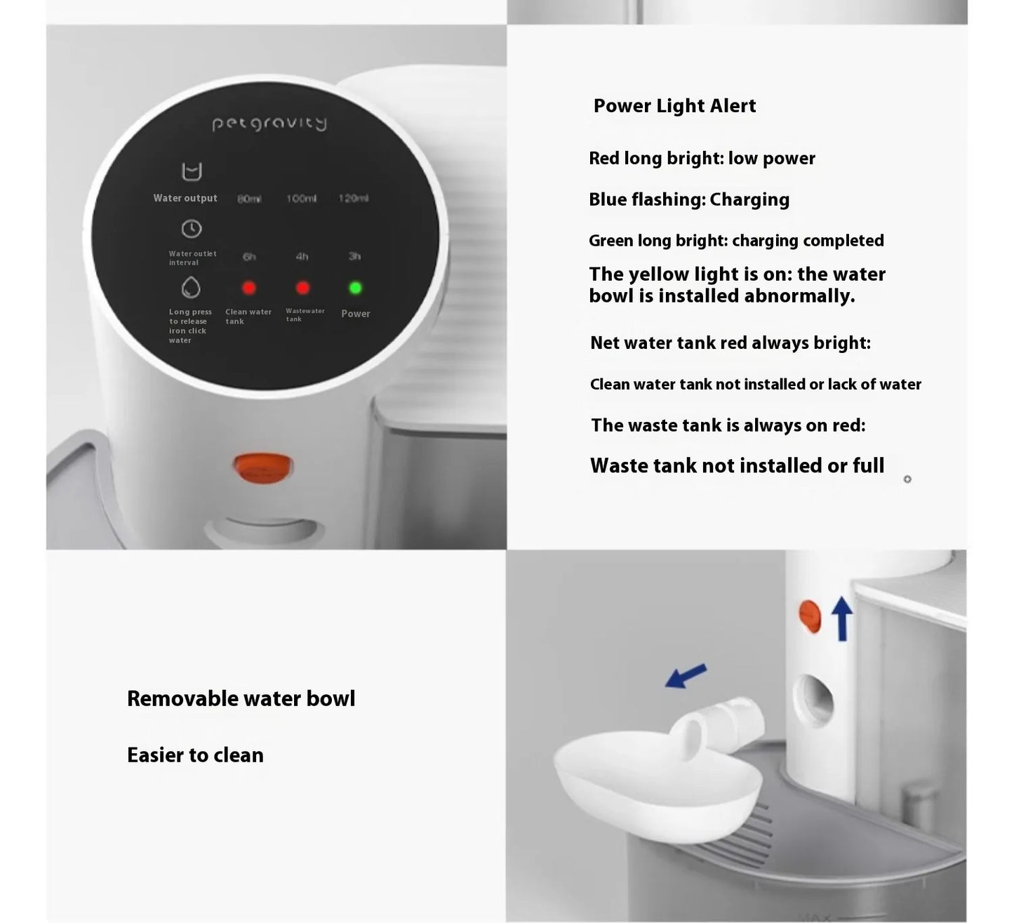 Cordless Pet Water Fountain – Smart Alerts & 1.5L Capacity